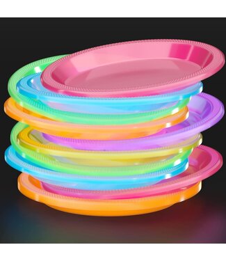 CROWN DISPLAY 60CT 7in PLASTIC PLATES NEON