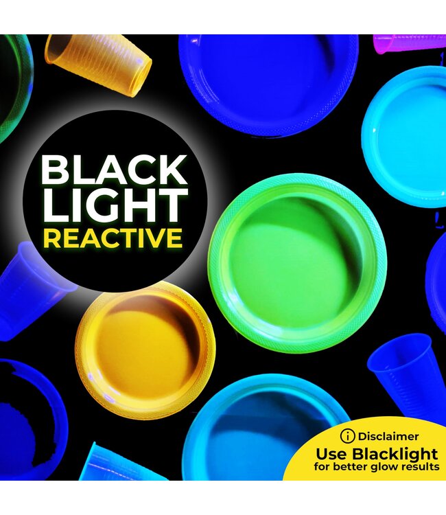 CROWN DISPLAY 60CT 7in PLASTIC PLATES NEON