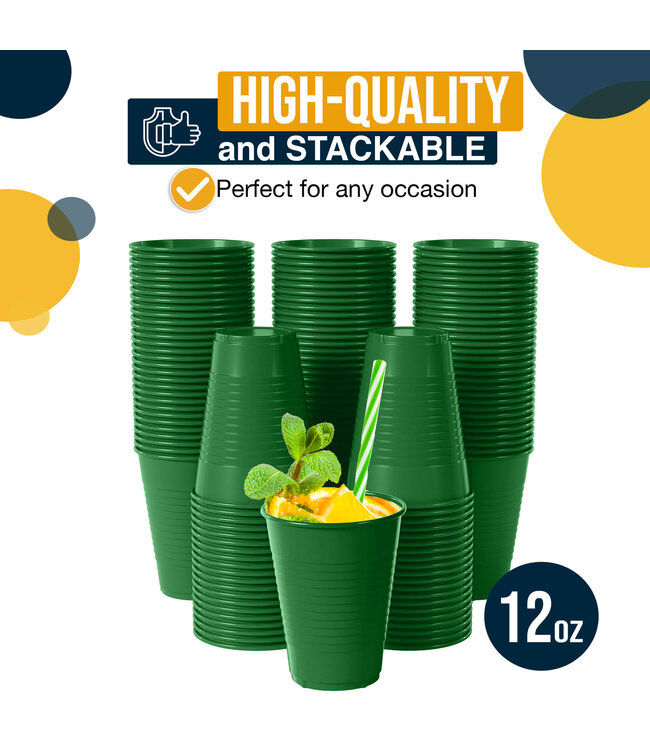 CROWN DISPLAY 50CT 12oz  PLASTIC CUPS EMERALD