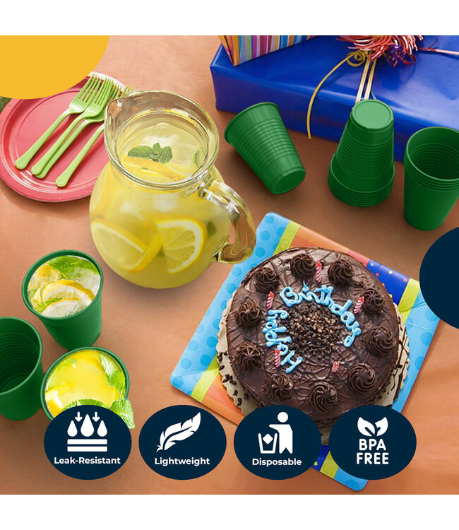 CROWN DISPLAY 50CT 12oz  PLASTIC CUPS EMERALD