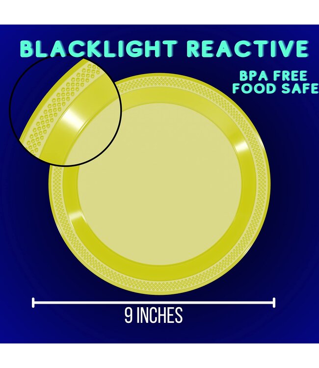 CROWN DISPLAY 60CT 9in PLASTIC PLATES NEON