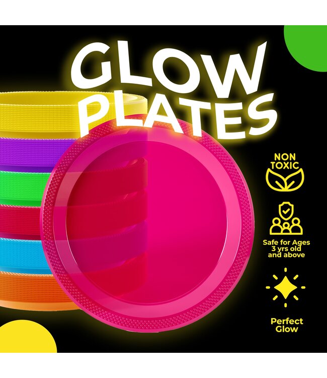 CROWN DISPLAY 60CT 9in PLASTIC PLATES NEON