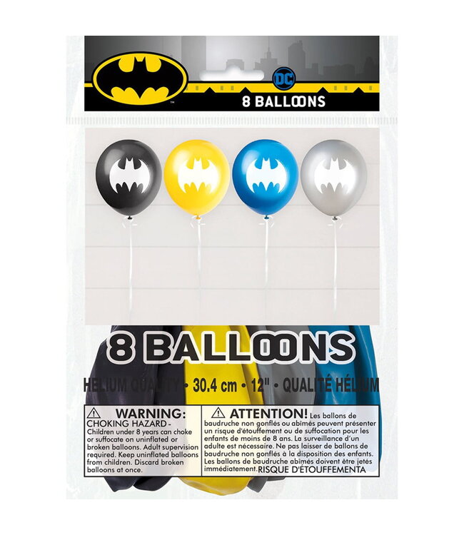 UNIQUE INDUSTRIES INC 8CT BALLOONS BATMAN