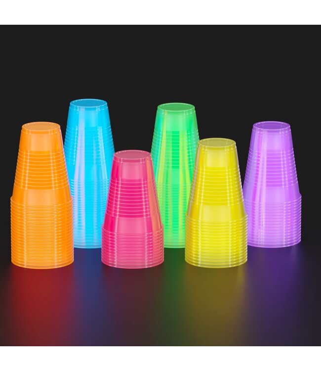 CROWN DISPLAY 60CT 12oz  PLASTIC CUPS NEON