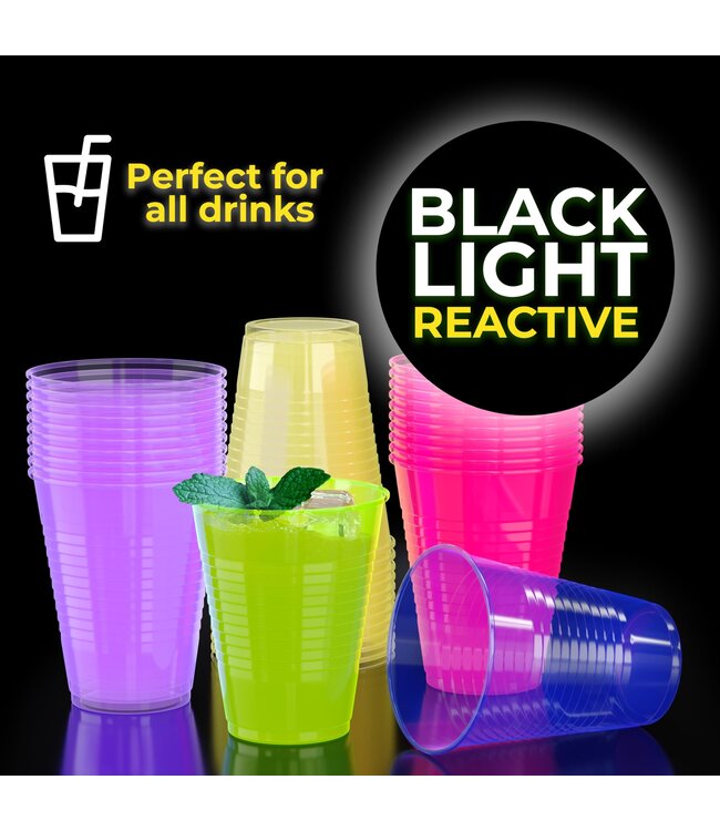 CROWN DISPLAY 60CT 12oz  PLASTIC CUPS NEON
