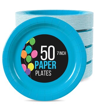 CROWN DISPLAY 50CT 7in PAPER PLATES TURQUIOSE
