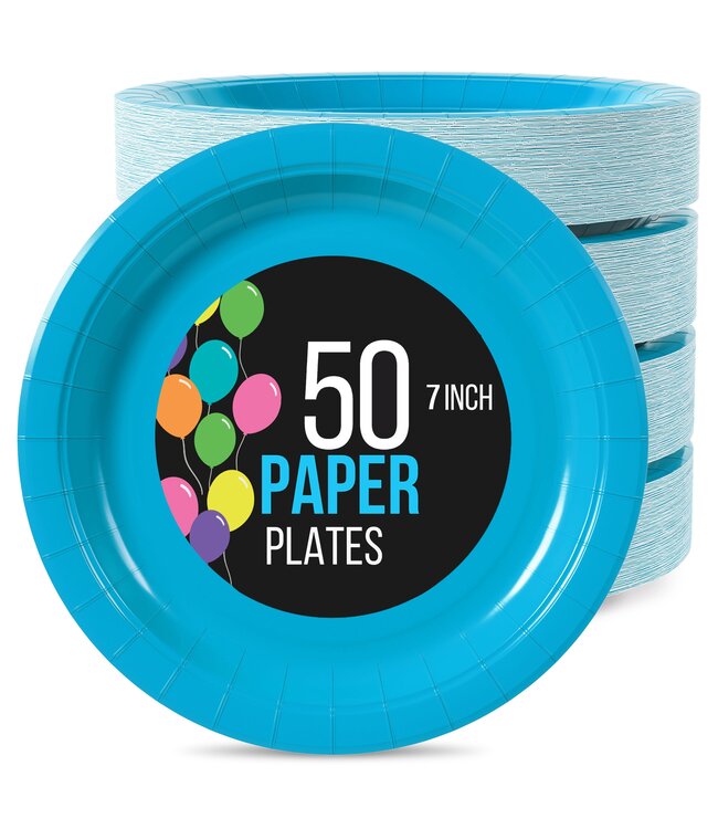 CROWN DISPLAY 50CT 7in PAPER PLATES TURQUIOSE