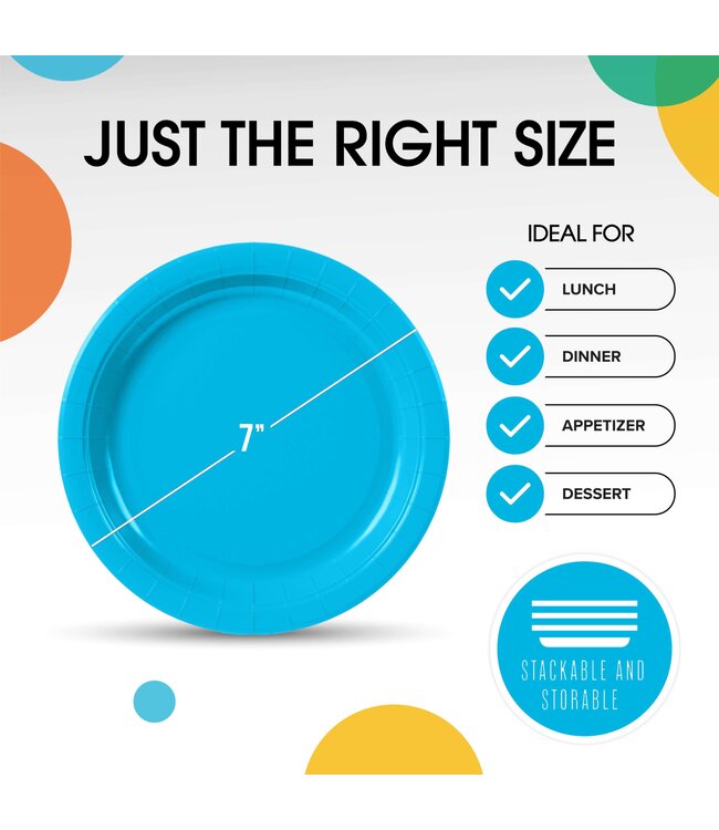 CROWN DISPLAY 50CT 7in PAPER PLATES TURQUIOSE