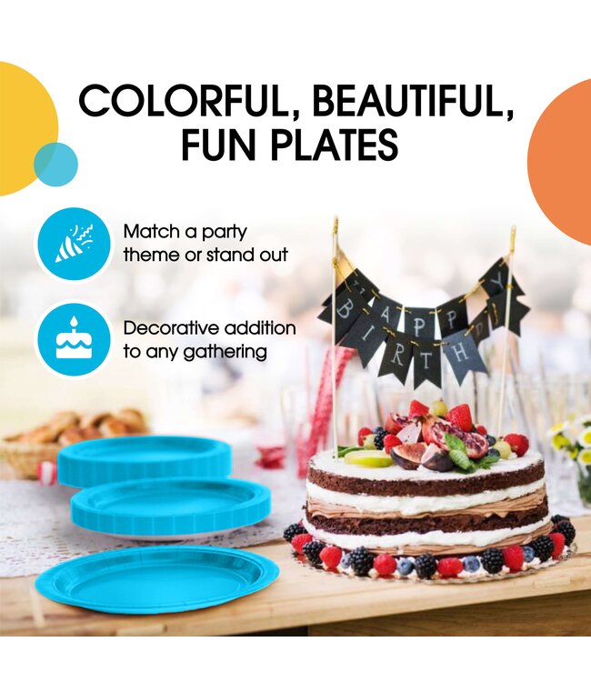 CROWN DISPLAY 50CT 7in PAPER PLATES TURQUIOSE