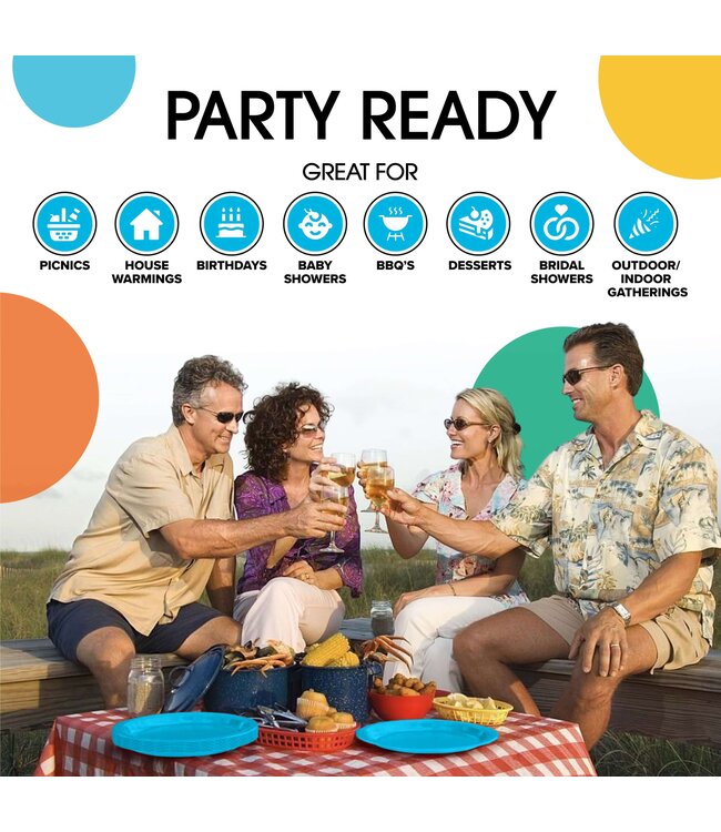 CROWN DISPLAY 50CT 7in PAPER PLATES TURQUIOSE