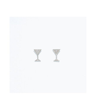 CUTIES EARRINGS SILVER COCKTAIL WITH CRYSTALS