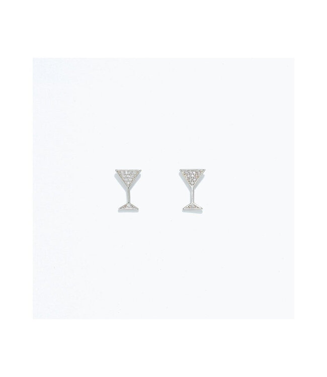 CUTIES EARRINGS SILVER COCKTAIL WITH CRYSTALS