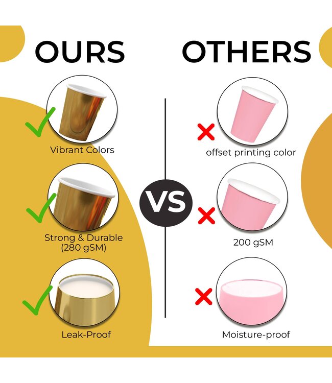 CROWN DISPLAY 100CT 9oz  PAPER CUPS METALLIC GOLD