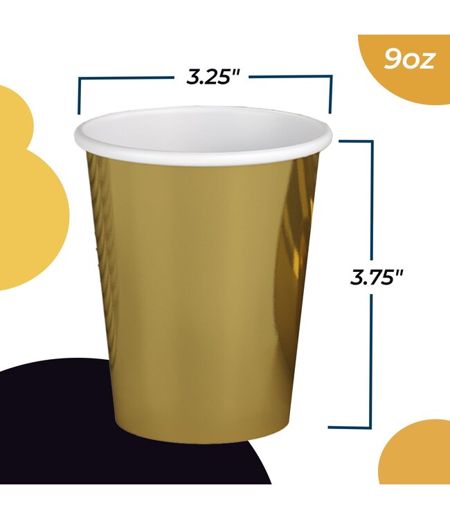 CROWN DISPLAY 100CT 9oz  PAPER CUPS METALLIC GOLD