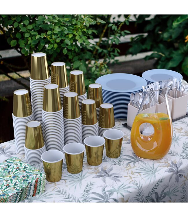 CROWN DISPLAY 100CT 9oz  PAPER CUPS METALLIC GOLD