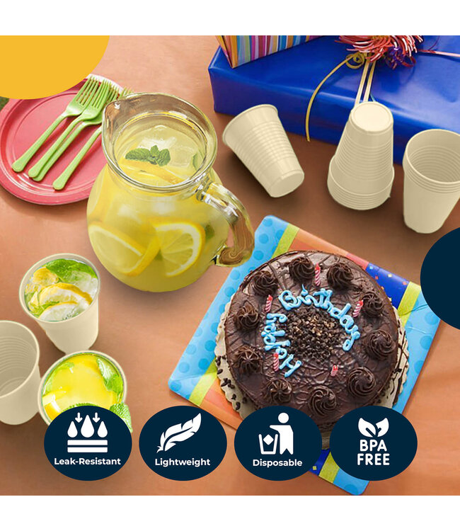 CROWN DISPLAY 50CT 12oz  PLASTIC CUPS IVORY