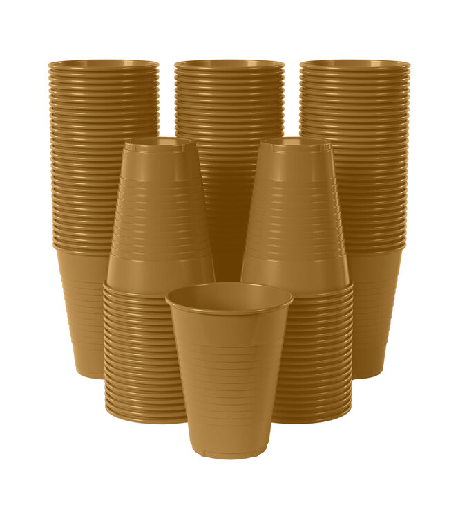 CROWN DISPLAY 50CT 12oz  PLASTIC CUPS GOLD