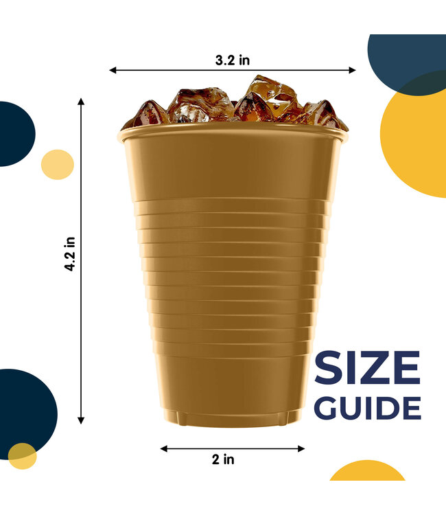 CROWN DISPLAY 50CT 12oz  PLASTIC CUPS GOLD
