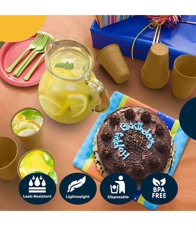 CROWN DISPLAY 50CT 12oz  PLASTIC CUPS GOLD