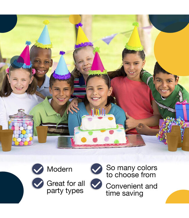 CROWN DISPLAY 50CT 12oz  PLASTIC CUPS GOLD