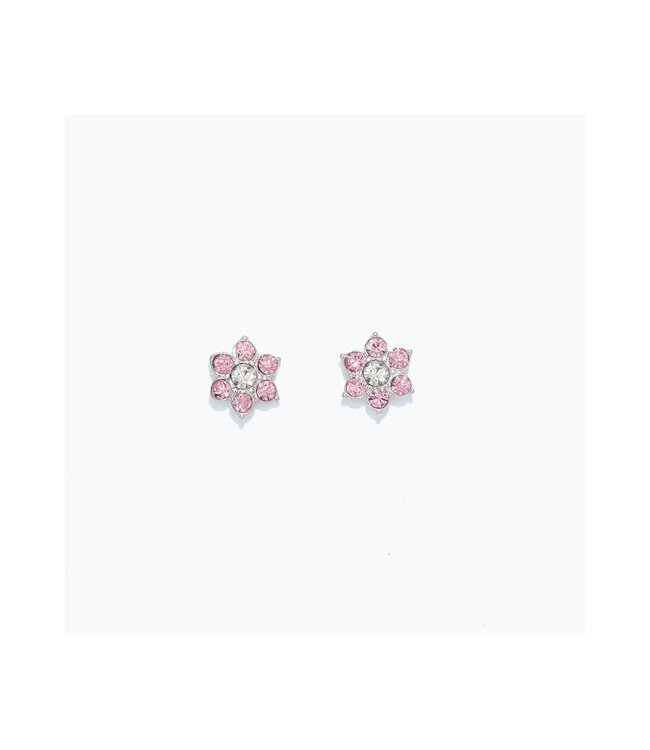CUTIES EARRINGS PINK CRYSTAL FLOWERS