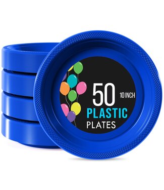 CROWN DISPLAY 50CT 10in PLASTIC PLATES NAVY BLUE
