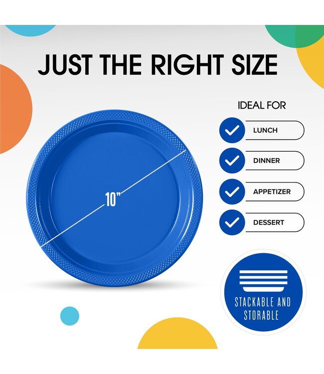 CROWN DISPLAY 50CT 10in PLASTIC PLATES NAVY BLUE