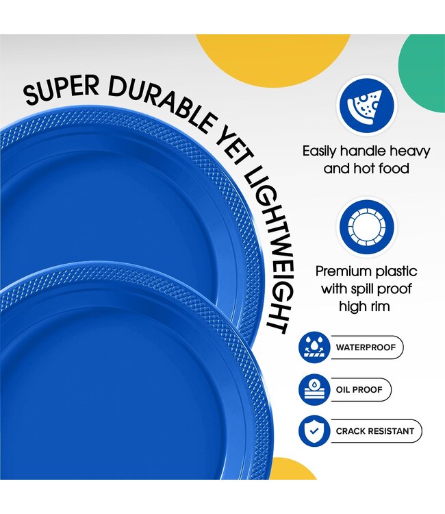 CROWN DISPLAY 50CT 10in PLASTIC PLATES NAVY BLUE