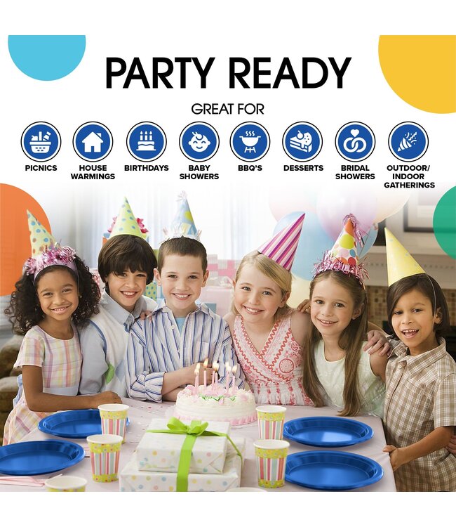 CROWN DISPLAY 50CT 10in PLASTIC PLATES NAVY BLUE