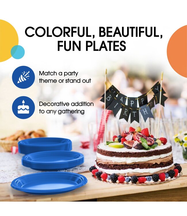 CROWN DISPLAY 50CT 10in PLASTIC PLATES NAVY BLUE