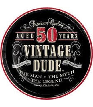 Creative Converting 8CT 7in VINTAGE DUDE 50