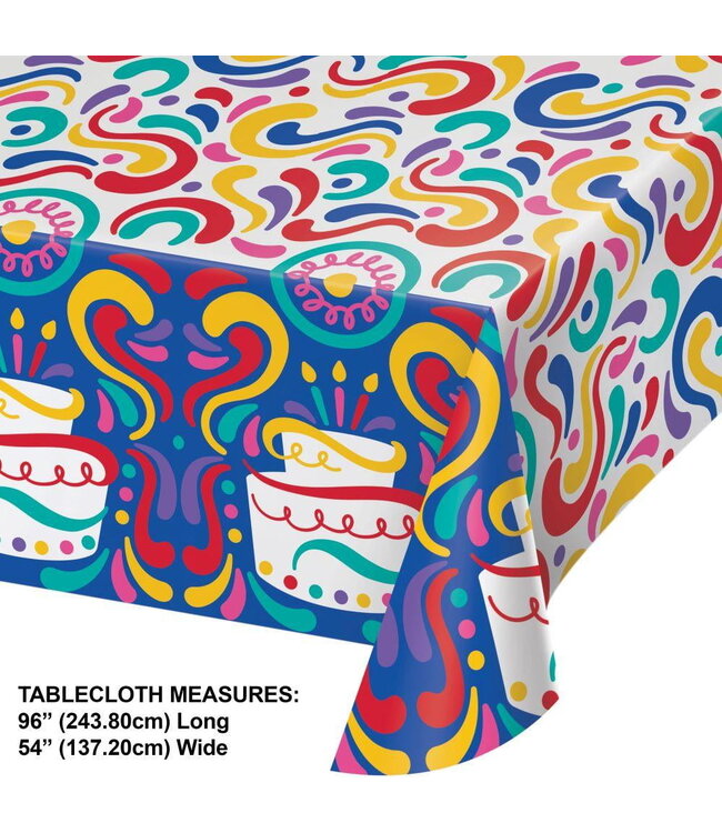 Creative Converting TABLE COVER BIRTHDAY SWIRLS