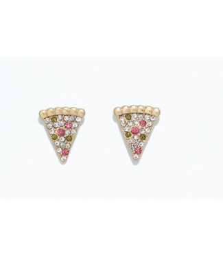 CUTIES EARRINGS PIZZA SLICE WITH CRYSTALS