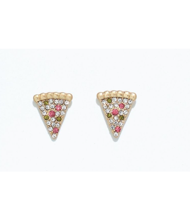 CUTIES EARRINGS PIZZA SLICE WITH CRYSTALS