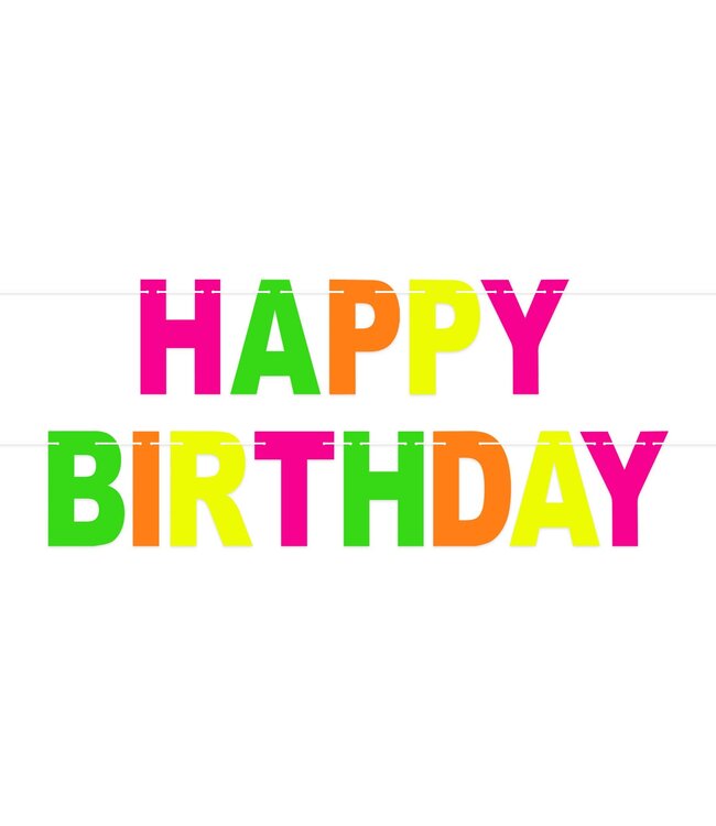 BEISTLE 7.5FT BANNER NEON HAPPY BIRTHDAY