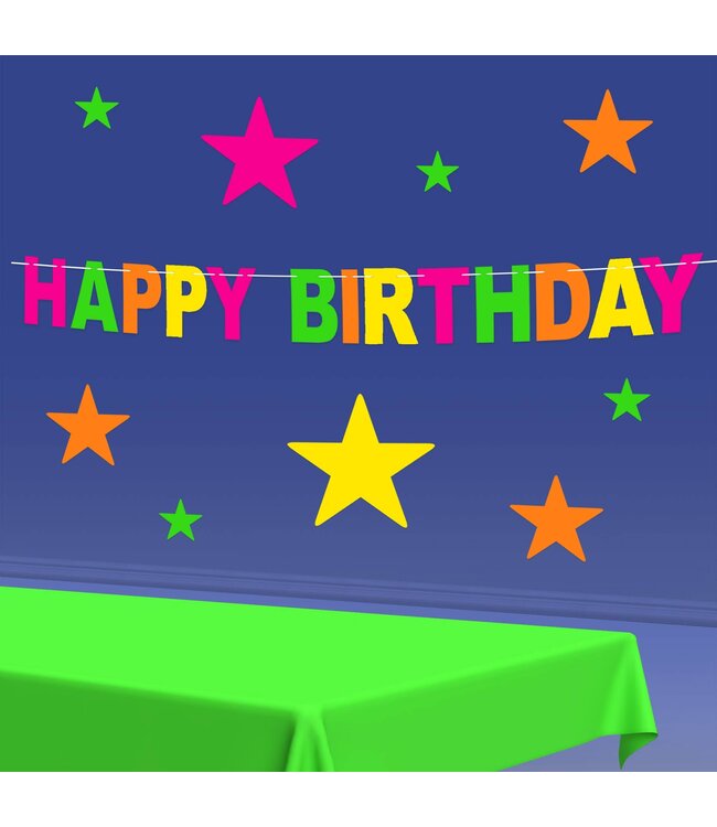 BEISTLE 7.5FT BANNER NEON HAPPY BIRTHDAY