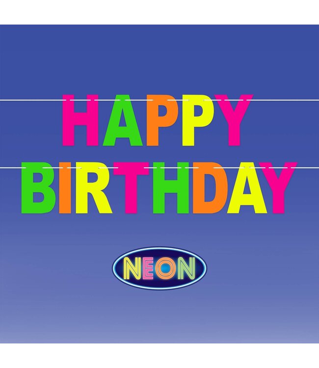 BEISTLE 7.5FT BANNER NEON HAPPY BIRTHDAY