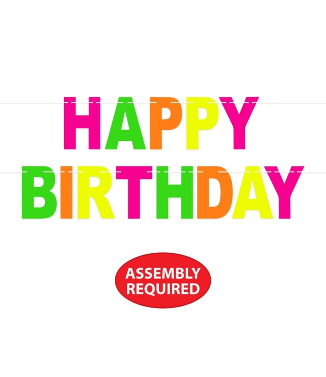 BEISTLE 7.5FT BANNER NEON HAPPY BIRTHDAY