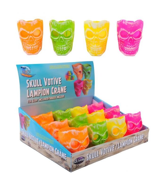 Fun World Summerween Light Up Skull Votive w/Tea Light Assortment