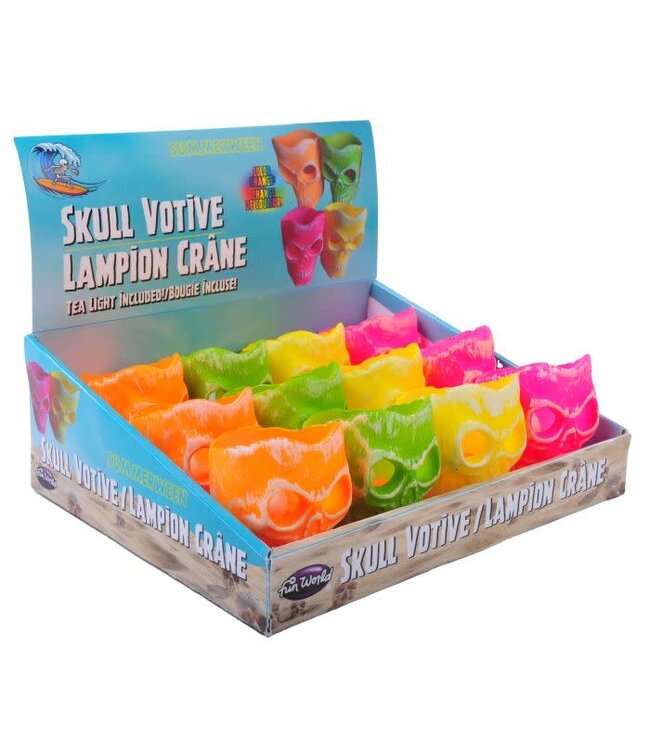 Fun World Summerween Light Up Skull Votive w/Tea Light Assortment