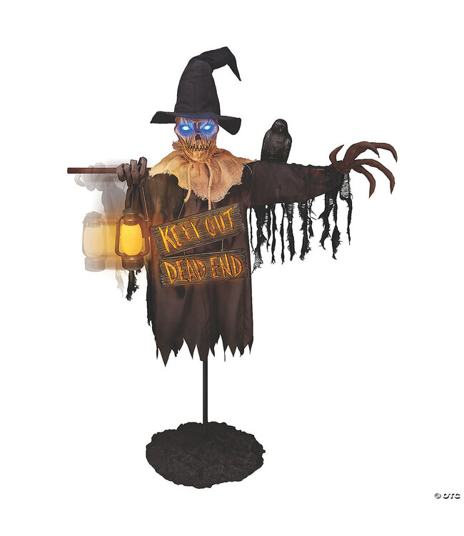 Morris 78-Inch Animated Scarecrow with Lantern and Sign
