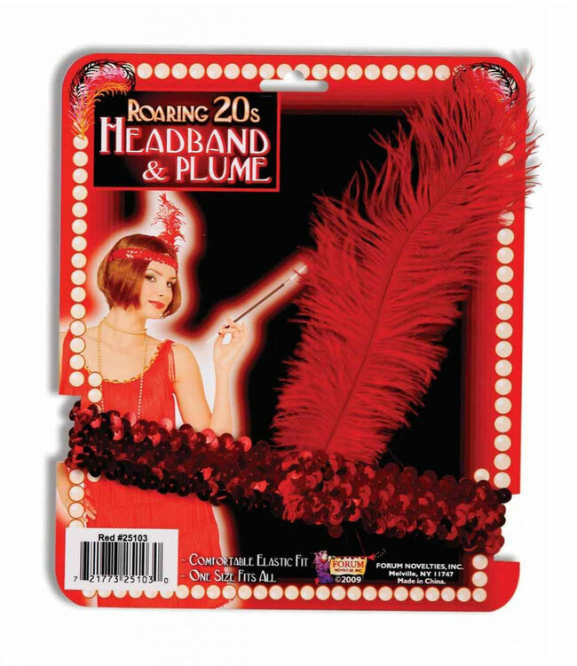 Forum Novelties FLAPPER HEADBAND & PLUME RED