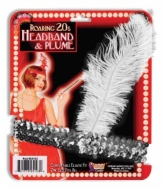 Forum Novelties FLAPPER HEADBAND & PLUME SILVER