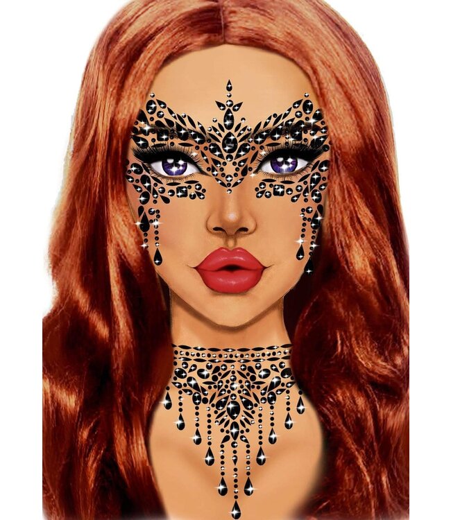 LEG AVENUE BLACK MASQUERADE FACE JEWELS