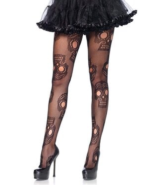 LEG AVENUE SUGAR SKULL NET TIGHTS