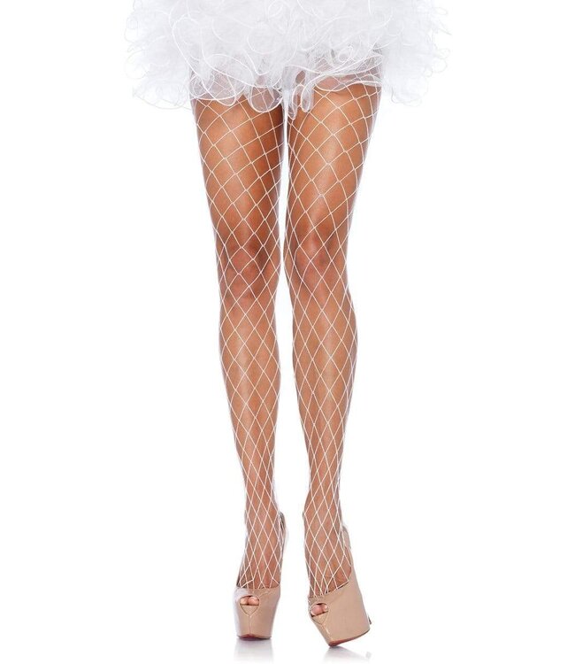 LEG AVENUE FENCENET PANTYHOSE WHITE