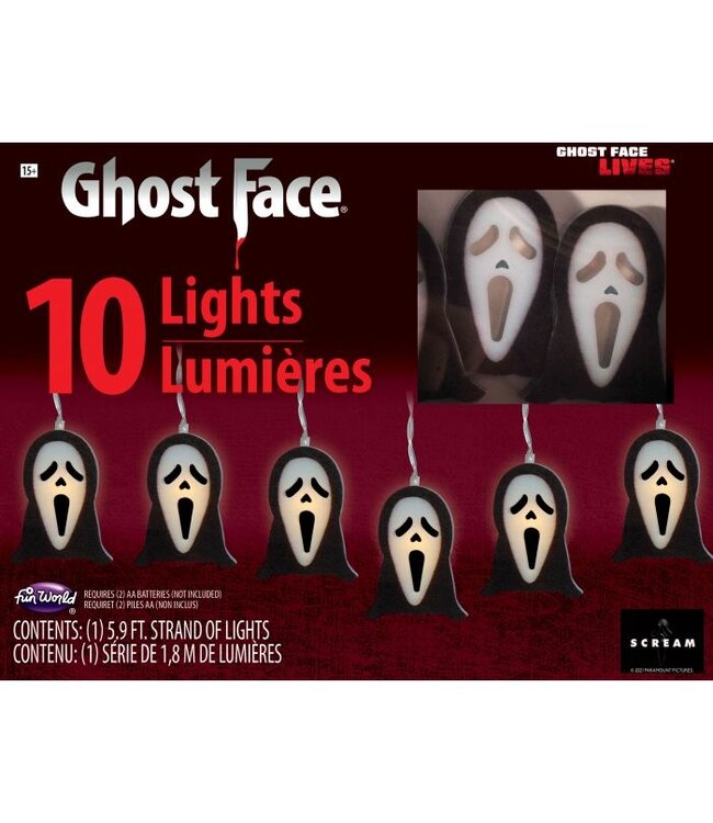 Fun World 10CT LIGHTS GHOST FACE