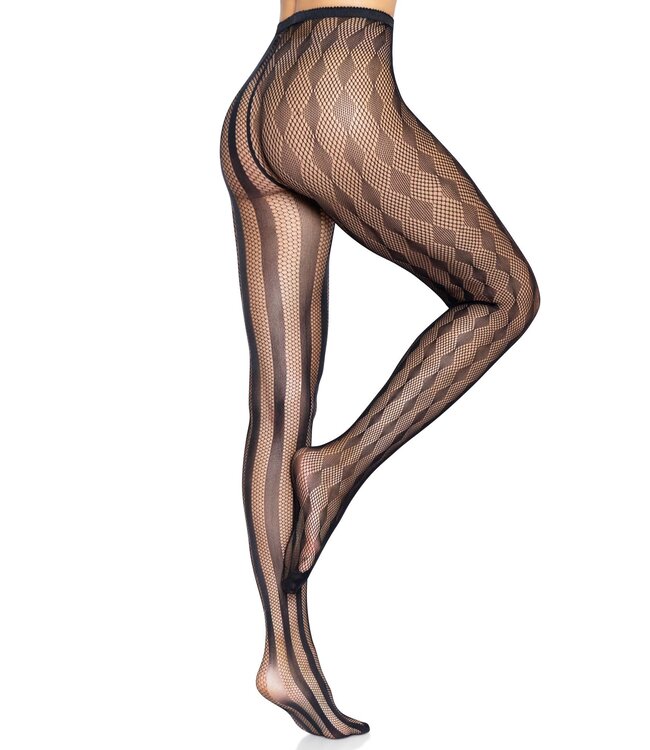 LEG AVENUE HARLEQUIN TIGHTS BLACK