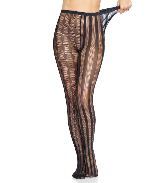 LEG AVENUE HARLEQUIN TIGHTS BLACK