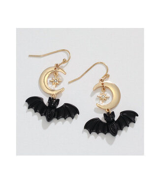Periwinkle BLACK BATS WITH MOON EARRINGS